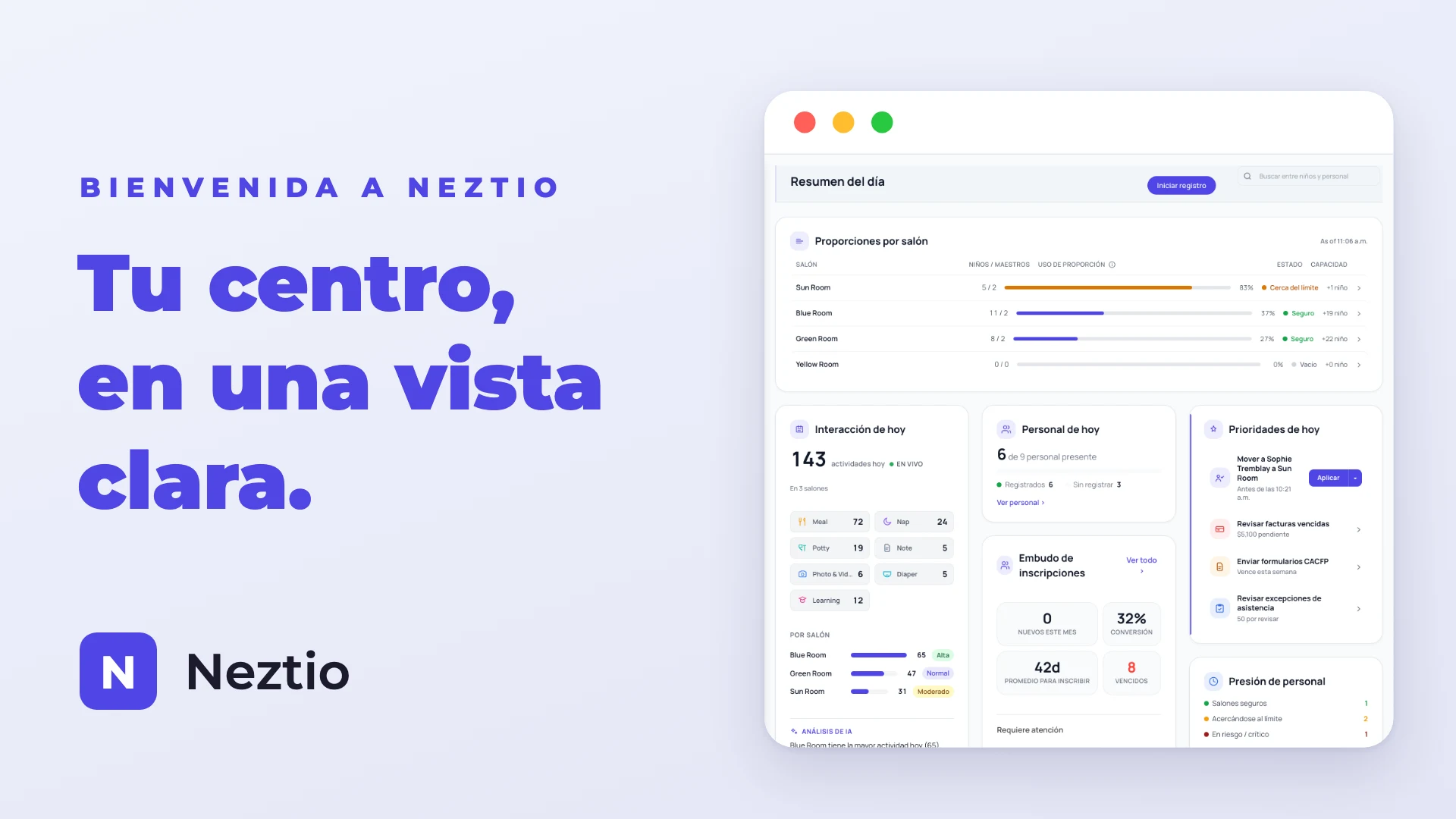 Bienvenida a Neztio: todo tu centro en una vista clara