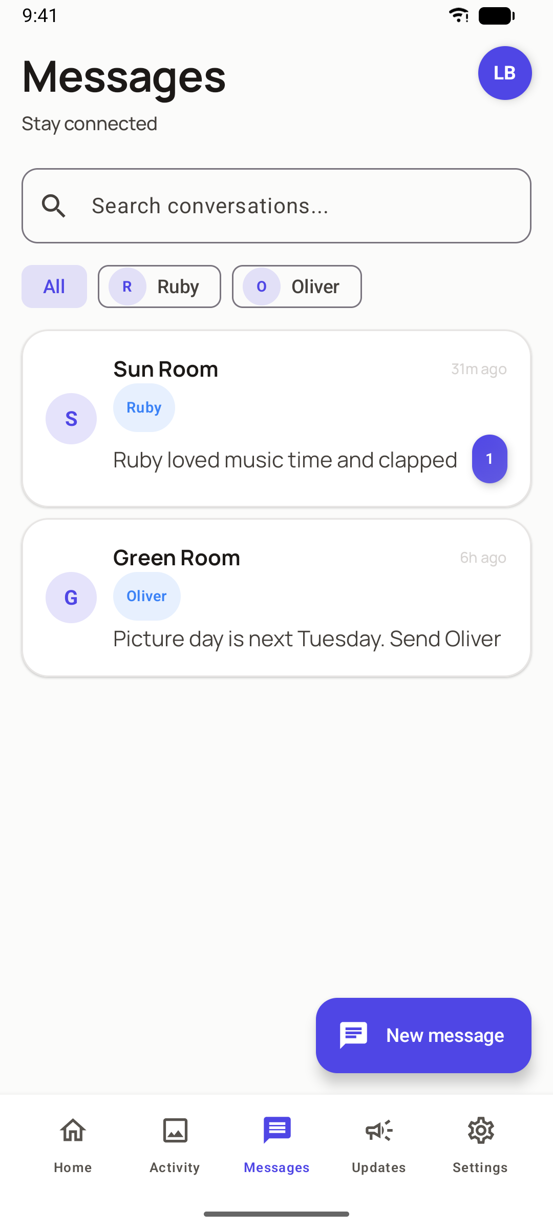 Real-time in-app messaging between parents and teachers in the Neztio parent app